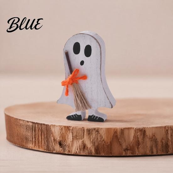 Tiered Tray Decorations Halloween Wooden Table Sign Cute Ghost Witch Hat Bat Freestanding Home Decor Ornament Rustic Farmhouse Tabletop Block