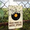 2D Flat, 1pc Vintage Metal Sign "Where Words Fail Music Speaks" - Music-Themed Wall Decor with Vinyl Record & Musical Notes - Aluminium Poster for