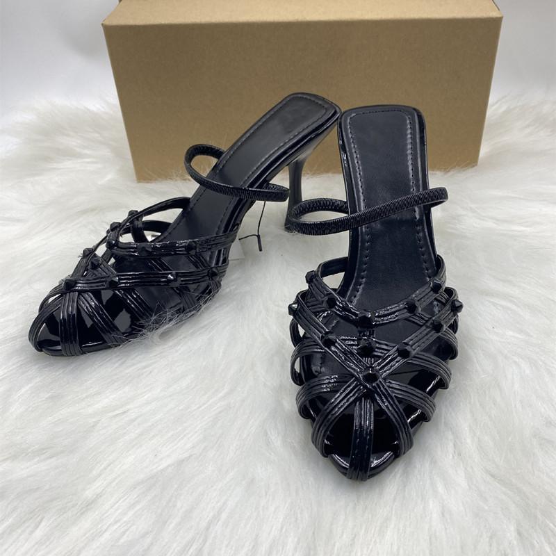 

Fashion Fashion Sequined Weave Hollow out Women Gladiator Sandals Sexy Narrow Band Slingbacks Office Lady High heels Summer Party Shoes 35