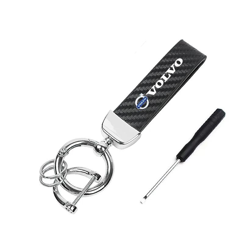 Car Carbon Fiber Style Keychain Microfiber Leather Key Chain For Volvo Xc60 Xc90 V40 V60 S60 V50 V90 S80 C40 XC40 V70 XC70 C30