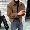 Men's Vintage Suede Velvet Bomber Jacket - Retro Cropped Casual Outerwear