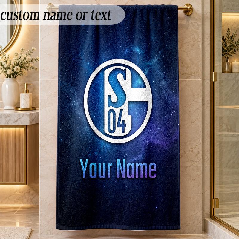 Beach TowelSchalke 04 FC Custom Name Text Personalized Soft Towel for Beach Pool Indoor Home Decor Gift