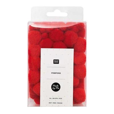 100 Pompoms - Red