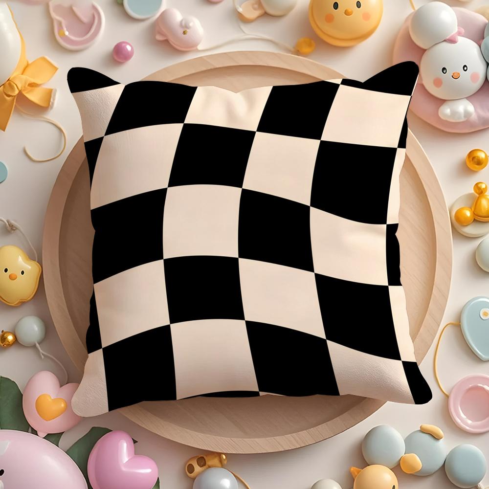 Space Distortion Grid Diagram Cushion Cover Short Plush DoubleSided Printing Home Machine Washable In Warm Winter Pillow Cover