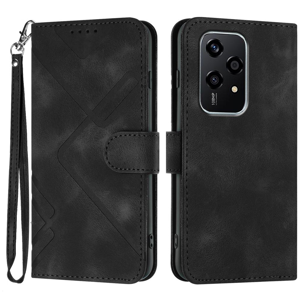 YX0040 For Honor 200 Lite Case with Wrist Strap Geometry Pattern Leather Phone Cover