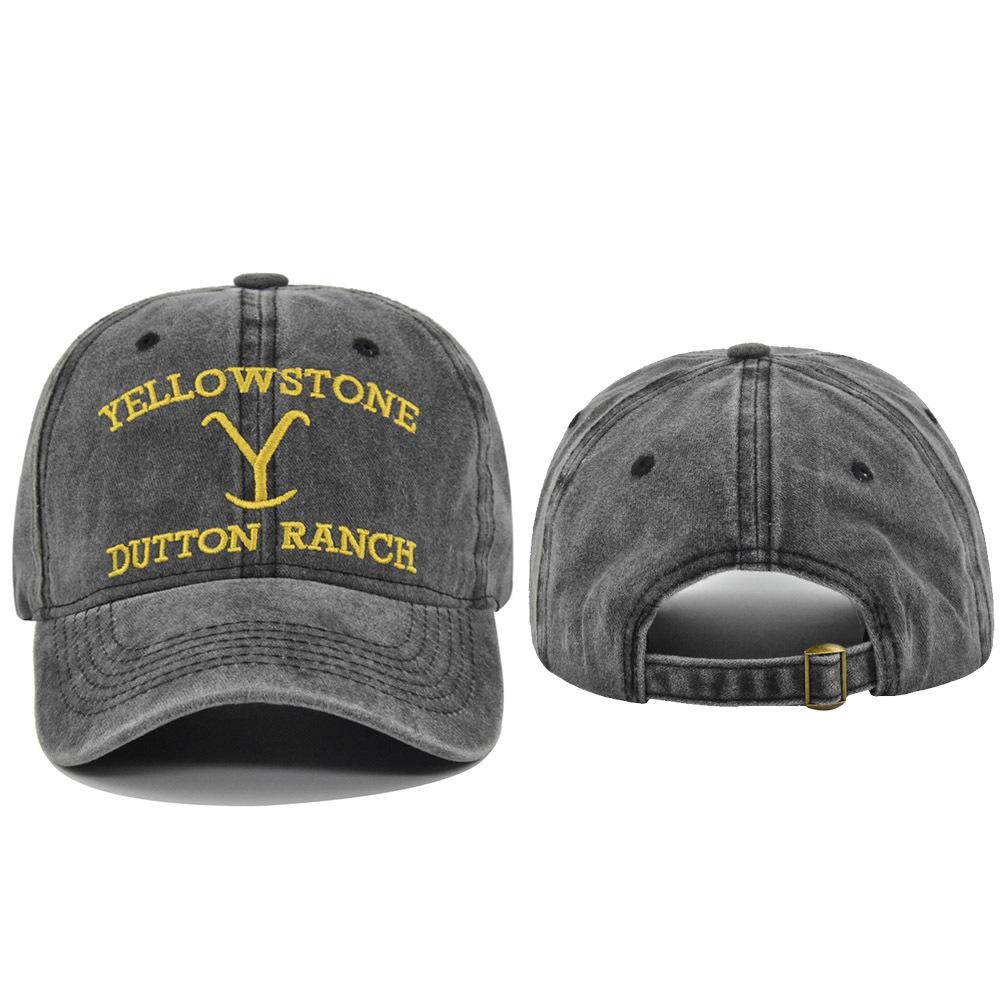 Y bestickte Baseballkappe Yellowstone bestickte Schirmmütze gewaschen verwaschen gebogener Schirm Hut Sonnenhut