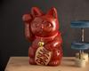 Gingado Maneki Neko Red Right Paw Made of Lucky Good Feng Shui Takaoka Bronze Maneki Neko (Large - 16cm) Lacquer, Raised, Metal, Cat, Luck, Figurine,