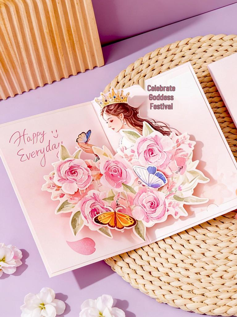 2026 3D Stereo Movable Women's Day Greeting Card for March 8th - Customizable Festival Gift Card