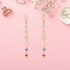 Colorful Geometric Long Drop Earrings Accessory Featuring Fashionable Round Artificial Gemstones for Trendy Women