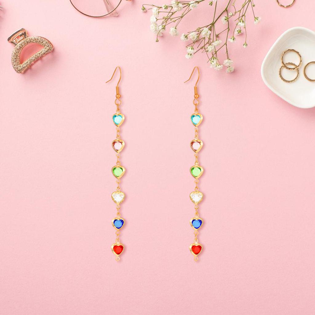 Stylish Long Dangle Earrings Jewelry with Unique Colorful Geometric Design and Synthetic Gems for Parties and Dates