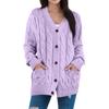 Damenmode Einfarbige Lässige Strickjacke Zopfmuster Knopf Strickjackenpullover