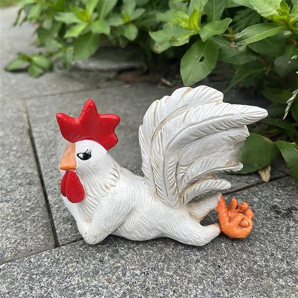 Viral Lying Rooster Resin Statue, Funny Desktop Animal Decor for Home Office, Trending Farmhouse Sculpture