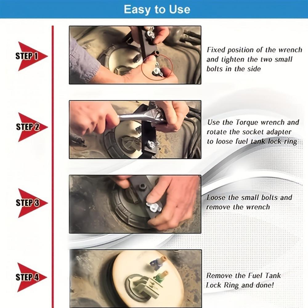 Universal Fuel Pump Lock Ring Tool - Adjustable Fuel Tank Lid Removal Wrench, Fuel Cap Spanner, 3/8" To 1/2" Compatibility, Fuel Pump Module Removal