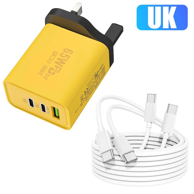 65W USB C Charger GaN Fast Charging Charger PD Quick Charge 3.0 Type C EU UK Plug Adapter for Samsung IPhone  Xiaomi Oppo