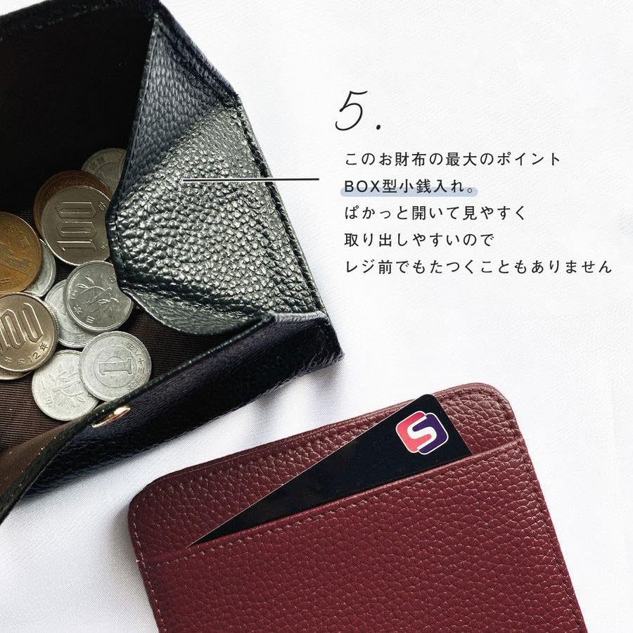 Gisele Mini Wallet, Thin Genuine Leather, Compact, Coin Purse, Skimming Prevention, Box-Shaped, Simple, for Men and Women (Medium Taupe)