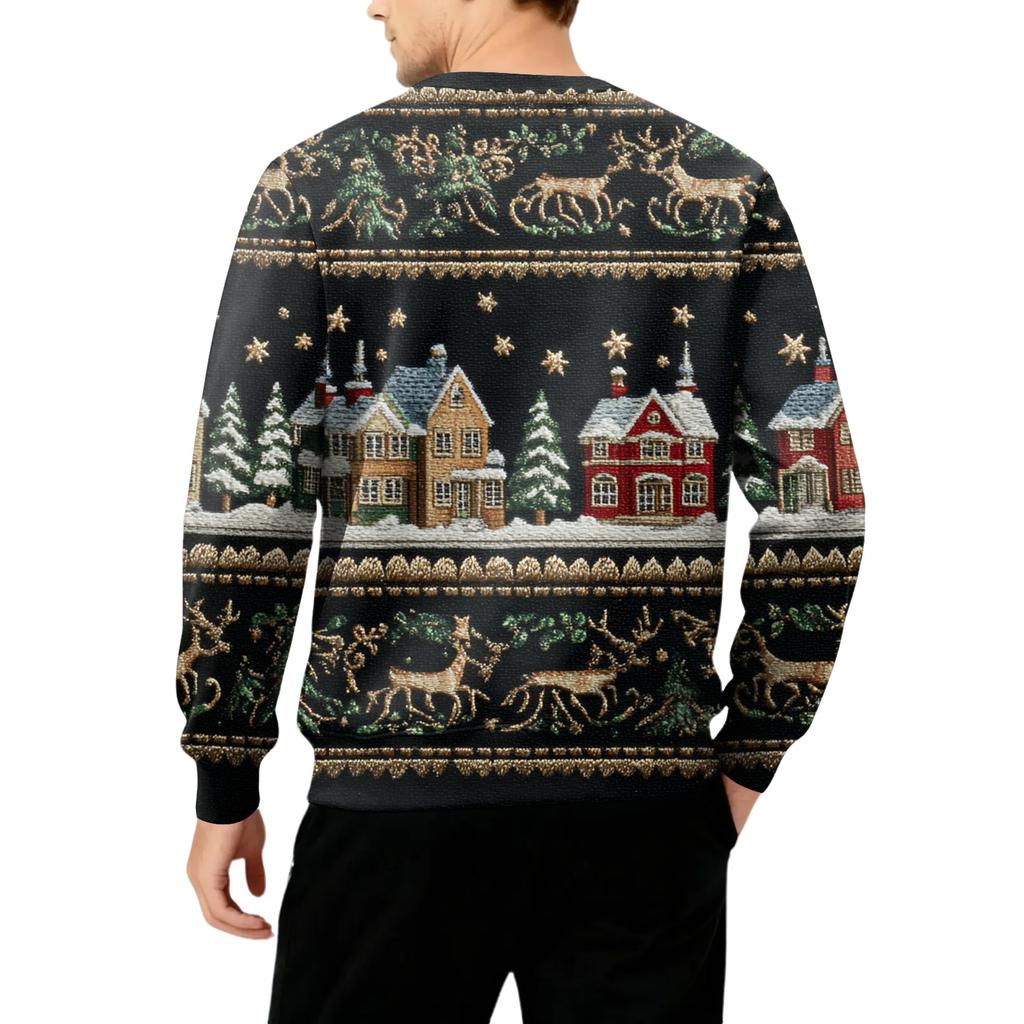 Men's Round Neck Fleece-Lined Thick Warm Sweatshirt