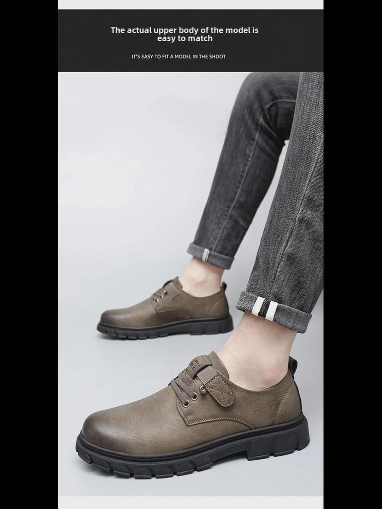 Męskie skórzane wsuwane buty do pracy i na co dzień z ochroną palców