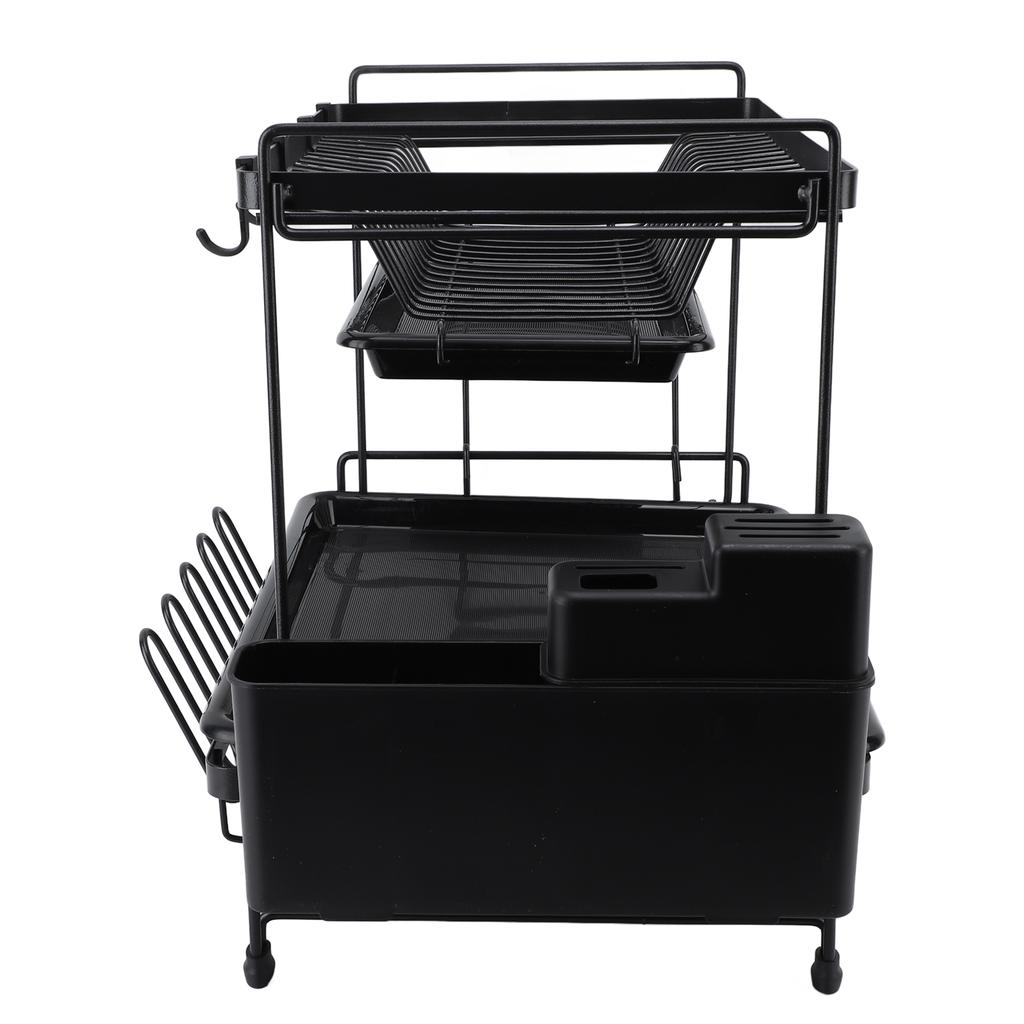 Dish Drying Rack 2 Layer Foldable Versatile Convenient Storage Dish Drainer Rack with Utensil