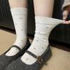 Women's French Retro Floral Mid-Calf Socks - Elegant Early Autumn Slouch Style