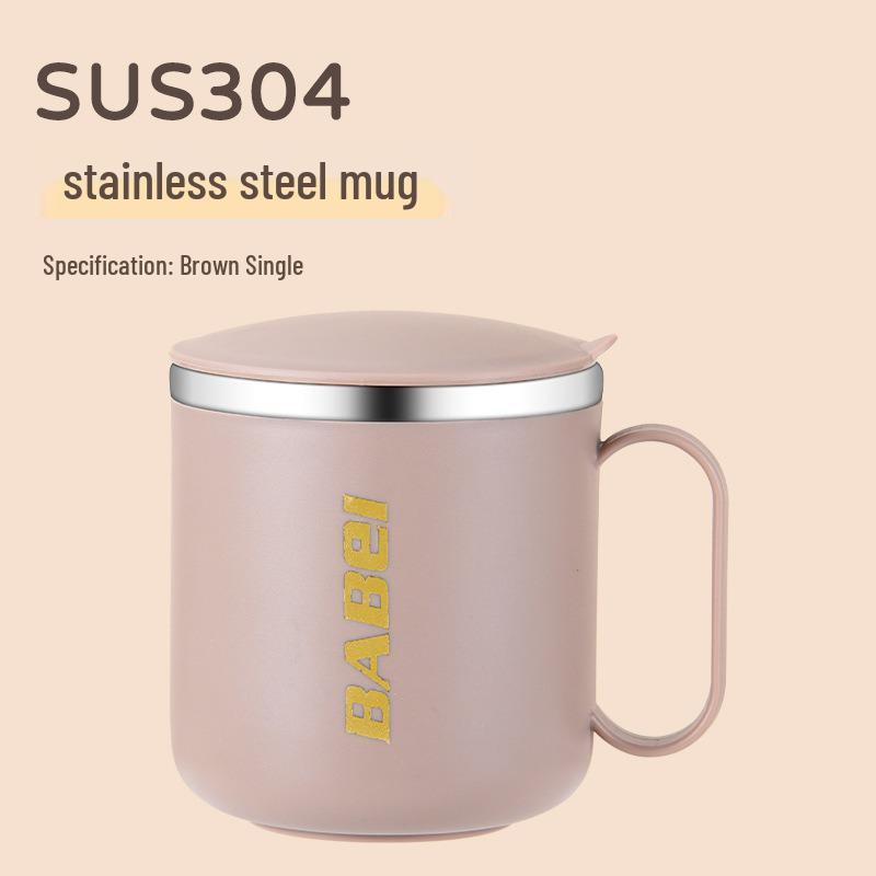 

Кружка из высококачественной нержавеющей стали с крышкой и ручкой - Идеально подходит для офиса, завтрака и использования студентами 400ml коричневый