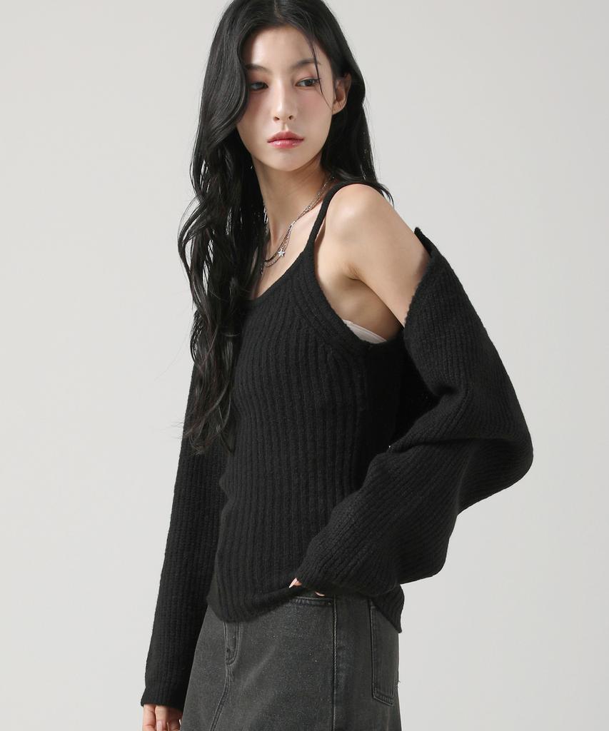Avandress Adel Bolero Cardigan Knit Set Black