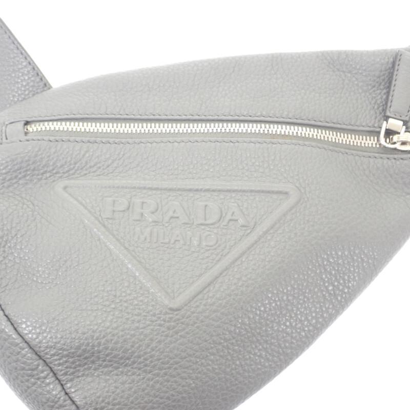 Prada 2VZ098 Body Bag Gray Leather Mens