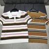 European Striped Knit Lapel Top - Spring Collection, Short Sleeve, Casual and Versatile.