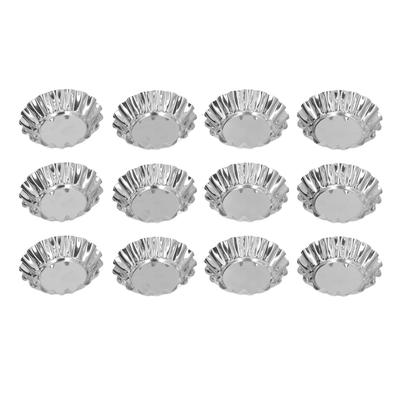 12Pcs Egg Tart Mold Mini Round Cupcake Pan Stainless Steel Tool Set Kit for Baking