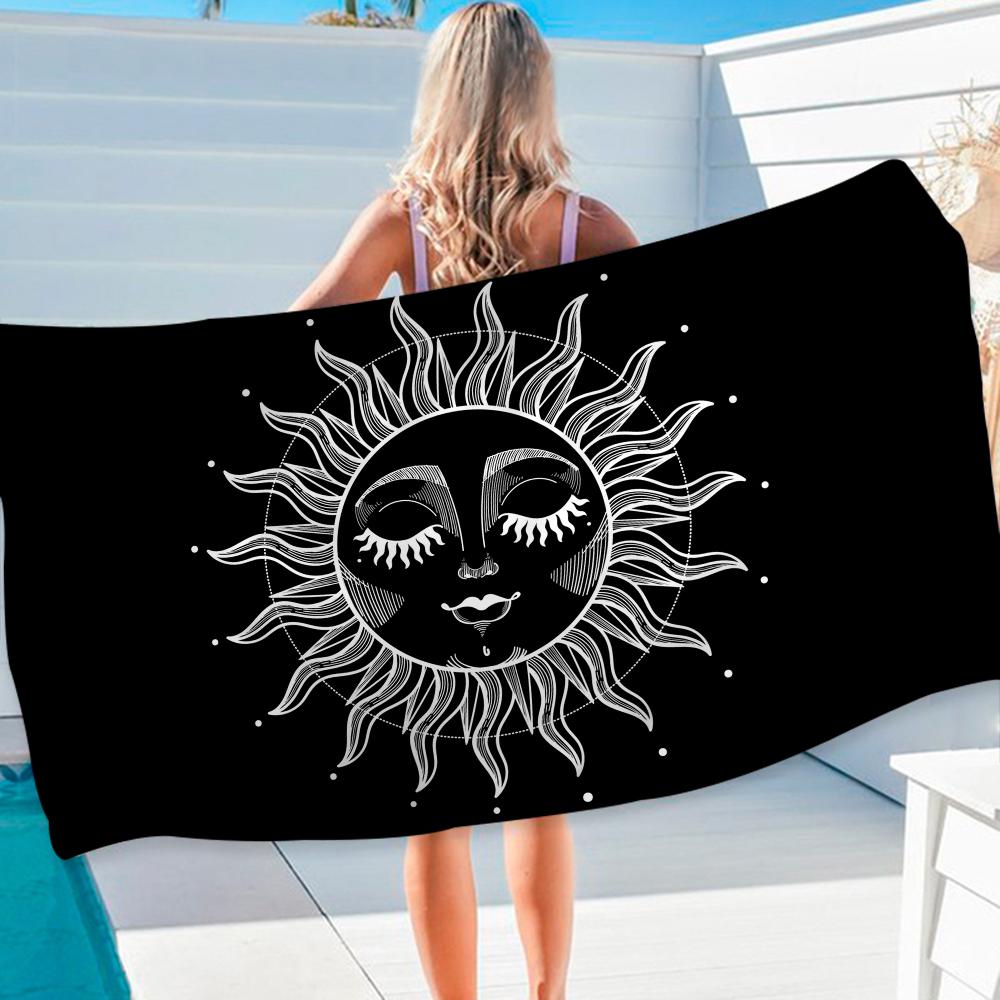 Witches Moon Tarot Beach Towel Colorful Bath Towels for Girl Microfiber Quick Dry Custom Sand Free Beach Yoga Spa Gym Pool