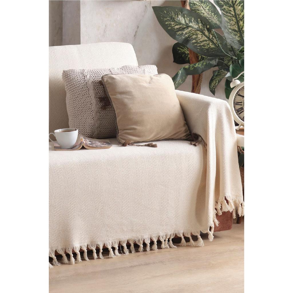 Natural Sofa Cover Ecru Covering The Arms 180x300
