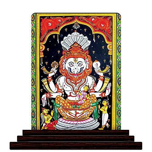 @ Indian Traditional Narasimha God Printed Wooden Statue For Car Dashboard MJ-145-60%OFF