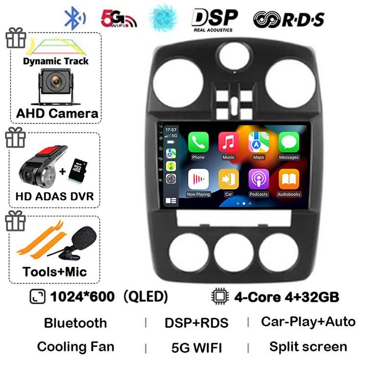 Android 14 Wireless Auto Carplay For Chrysler PT Cruiser 2000 - 2010 Car Radio Multimedia Stereo Player GPS Navigation Head Unit