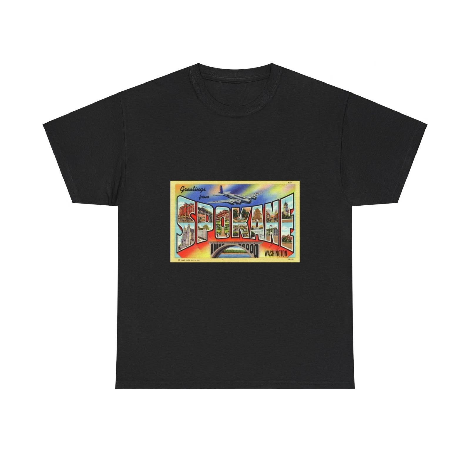 Greetings from Spokane Washington (Greeting Postcards) T shirt L