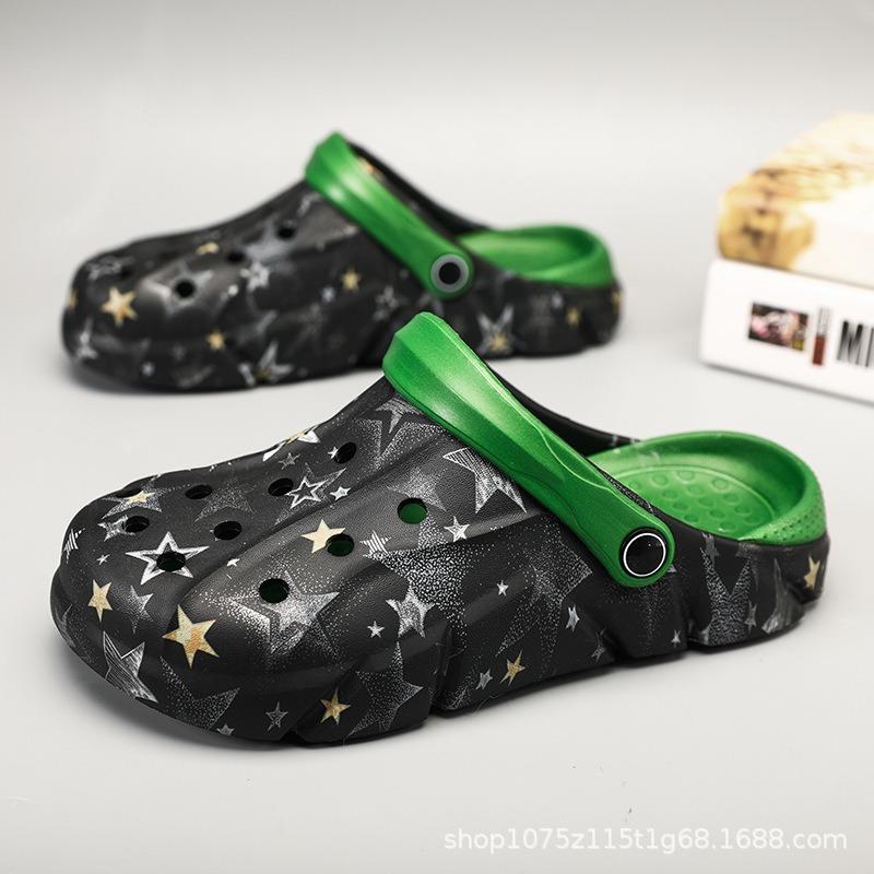 

Мужские дырчатые туфли нескользящие и дезодорирующие для улицы, износостойкие на толстой подошве, летний тренд, пляжные, двойного назначения, мужские крутые шлепанцы 44-45