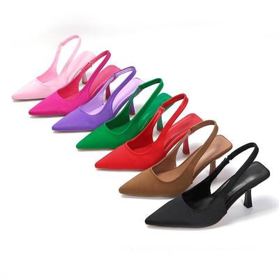 European and American Closed-Toe, Backless Stiletto Sandals with Pointed Toe