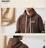 360g Herren Lockerer Schwerer Farbblock-Hoodie - Retro Frühling/Herbst Gestickte Lässige Jacke