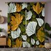 2pcs HD yellow-green maple leaf curtains everywhere Green tie digital printed curtains Home decoration style Decorate living
