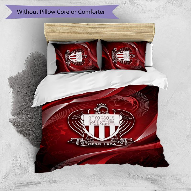 OGC Nice FC Printed 3PCS Bedding Set Breathable Duvet Cover with Pillowcases Decorative Bed Linen for Bedroom Home