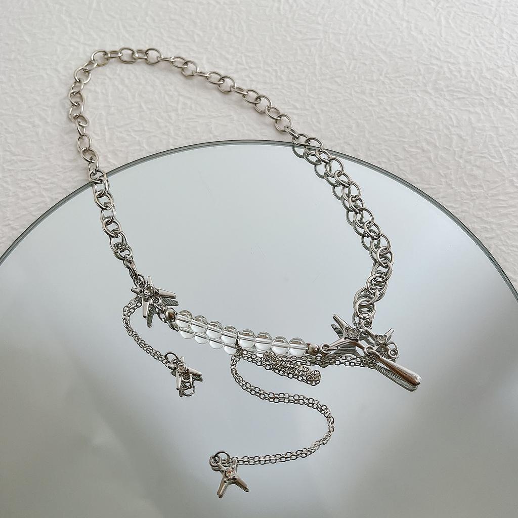 1 STÜCK Y2K Kristallanhänger Halsketten Mode Silberfarbe Tropfenhalskette für Frauen Mädchen Leichter Luxus Schlüsselbeinkette Schmuck