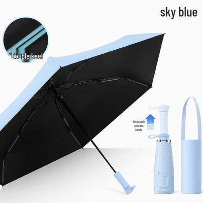 Women's Compact UV Protection Sun Umbrella with Hidden Handle