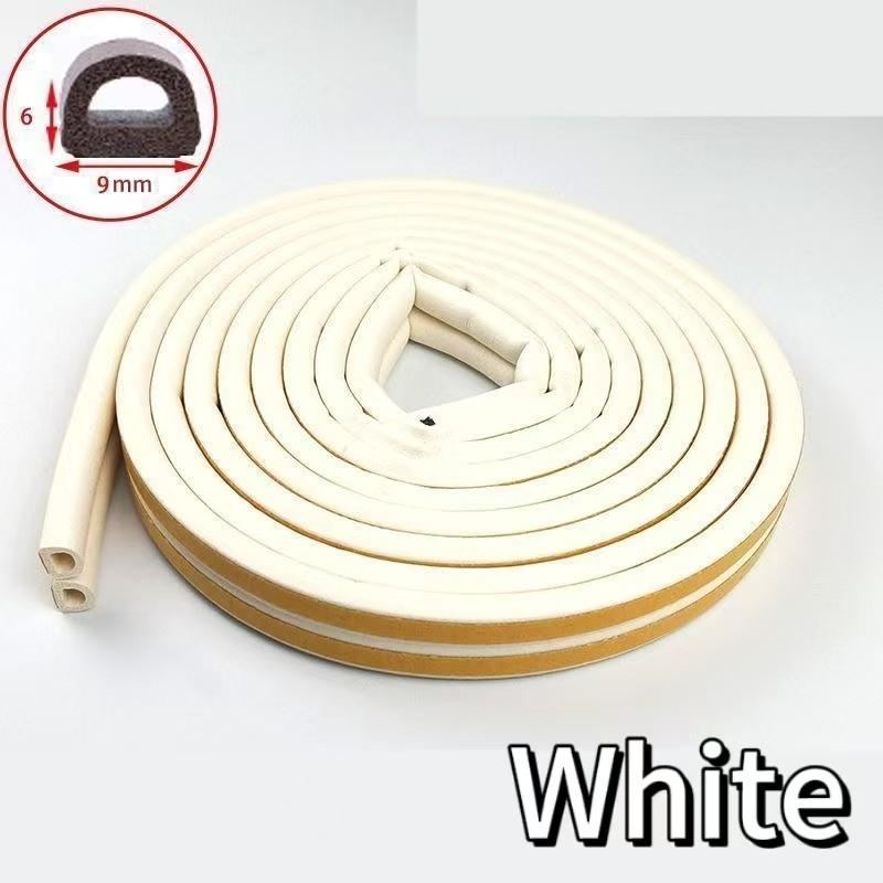 5m/10m D Shape Window Seal Strip 4 Colors Self-adhesive Rubber Weather Stripping Door Windproof Insulation Noise Tapes