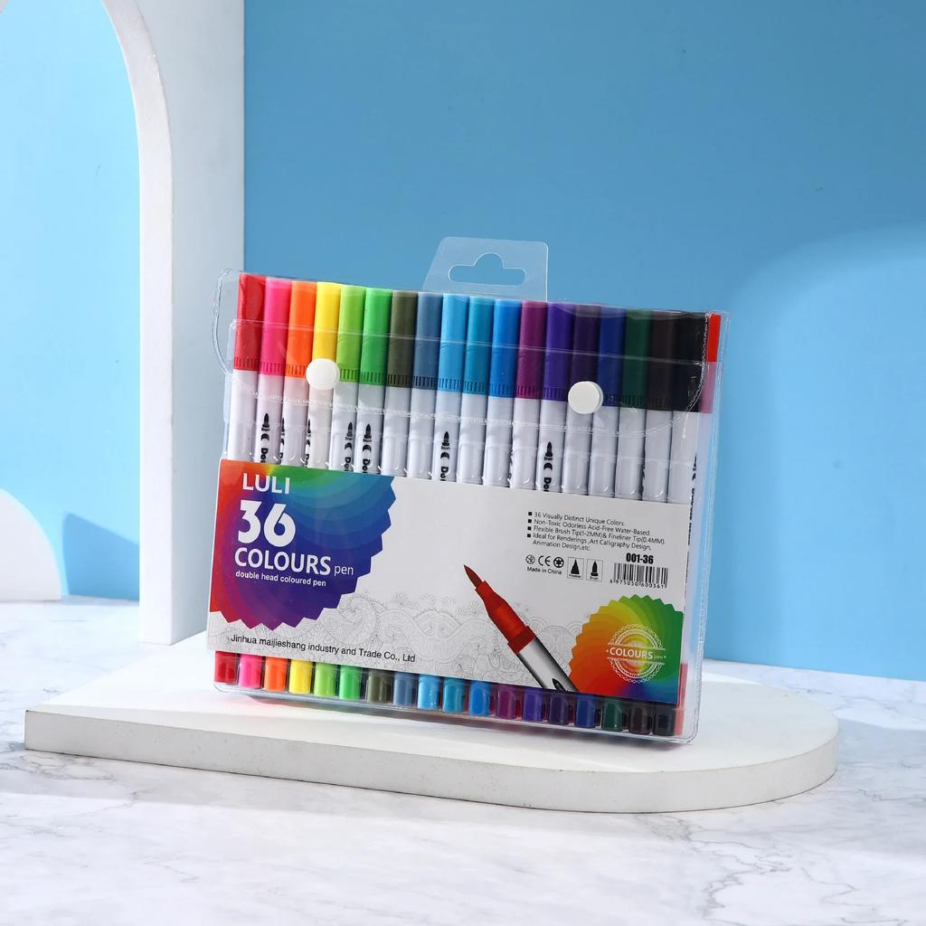 12/24/100/120 Colors Felt Tip Drawing Watercolor Art Markers Pen Dual Brush Fineliner Colouring Pen Set for Calligraphy Painting