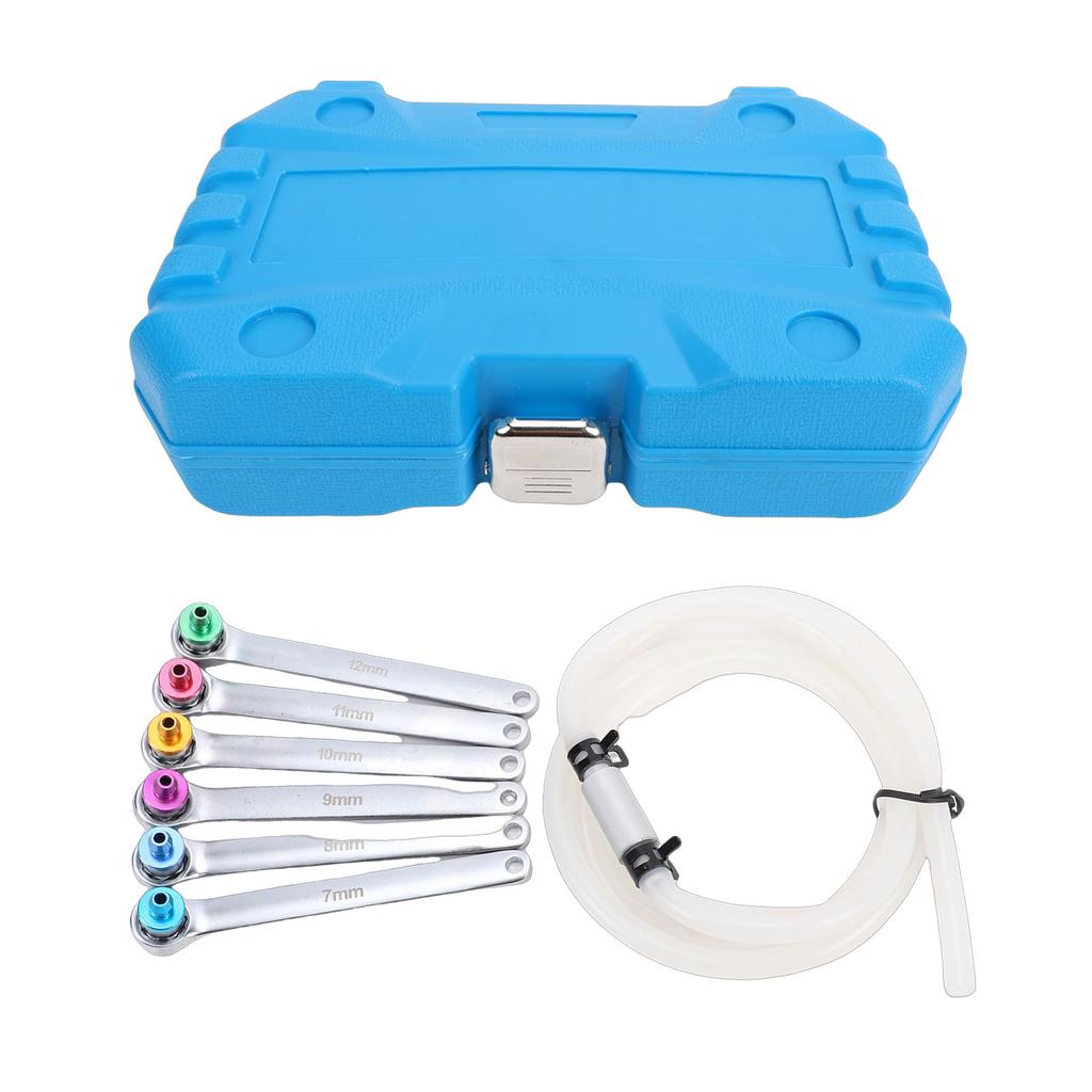 7pcs Brake Bleeder Wrench Set 7 8 9 10 11 12mm Brake Bleeding Wrench Kit with Check Valve Hose for Vehicles