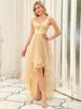 European Plus Size Sequin High-Low Evening Gown, Deep V Mesh New Year's Eve & Bridesmaid Dress 2026
