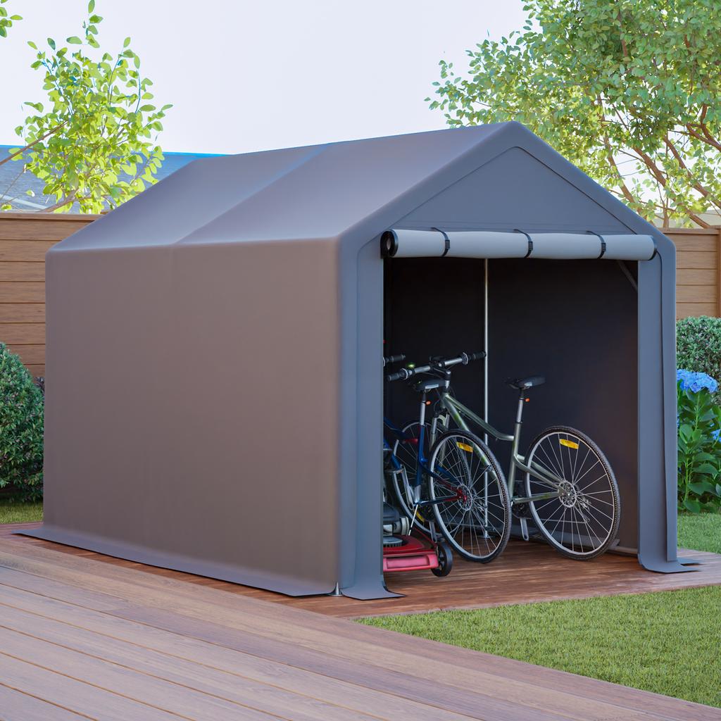 Multifunctional Equipment House Dark Grey Bicycle Garage, Garden House, Tool Tent, Storage Tent – 296x190x200cm