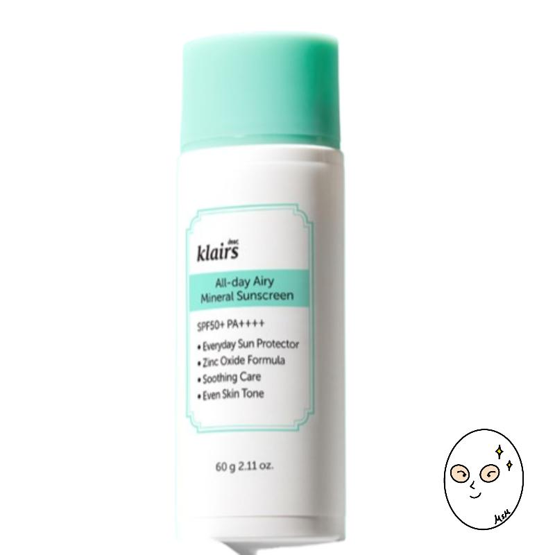 Dear, Klairs All-day Airy Mineral Sunscreen SPF50+ PA++++ Special Set 60g
