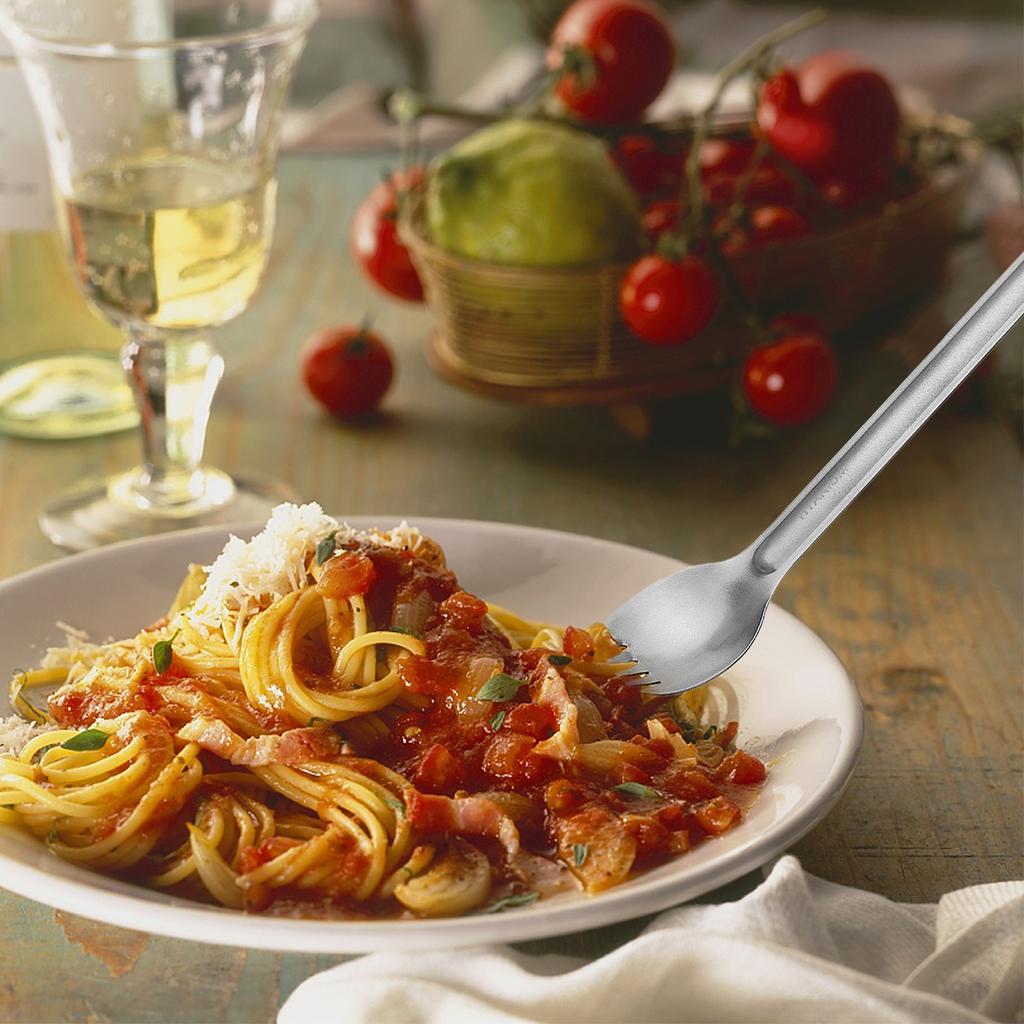 2 szt. Ti Długi Uchwyt Sztućce Łyżka i Spork Zestaw na Kemping na Zewnątrz Wędrówki Piknik