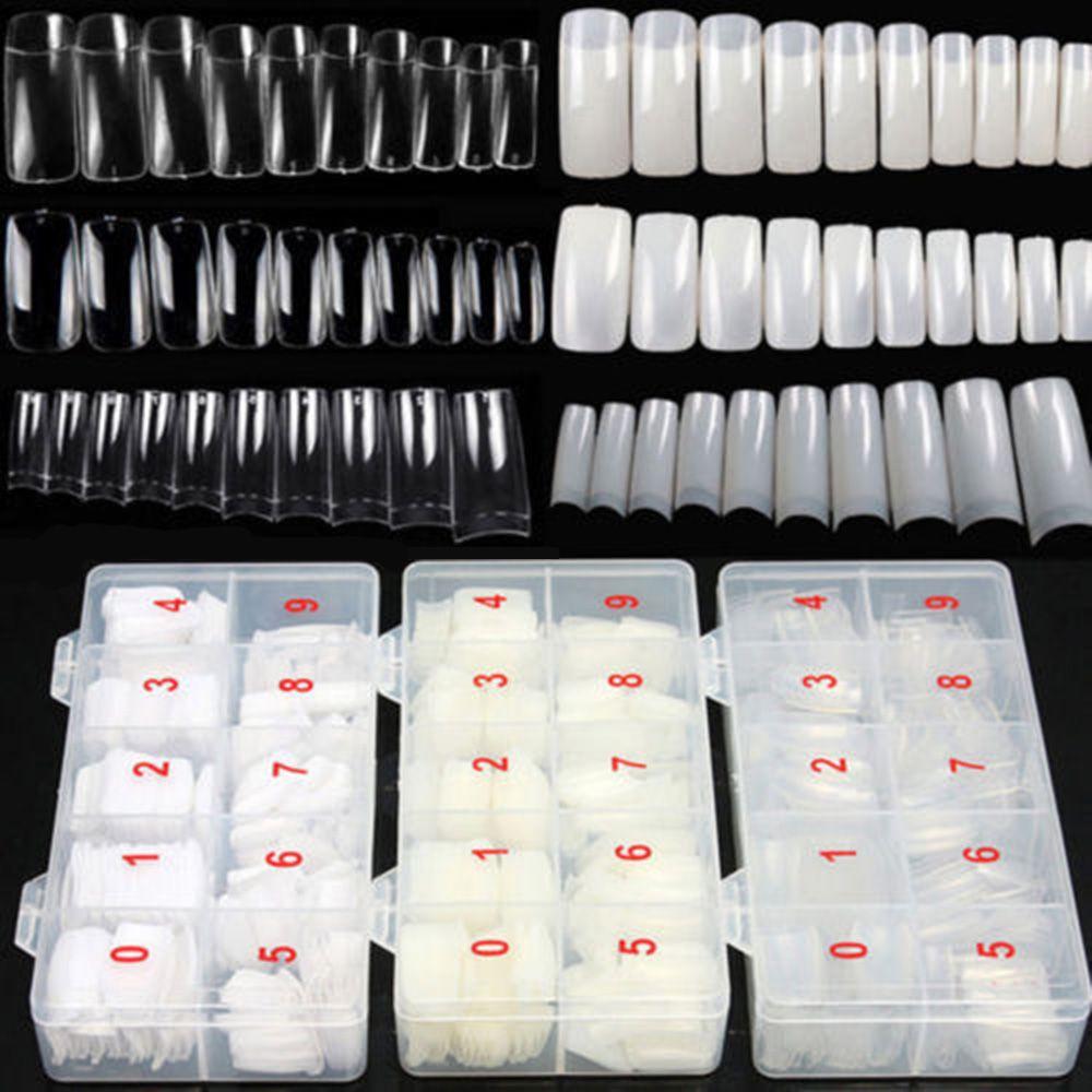 

500Pcs DIY White Clear Natural UV Gel Manicure Beauty Tools False Nail Tips Fake Nails