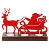 Santa Clause with Reindeer Sleigh Showpiece Decorative Tea Light Candle Holders(Wooden, Red)| Christmas Decoration Items