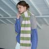 Korean Style Wool Blend Furry Striped Scarf Women Autumn Winter Small Soft Neck Warmer Muffler Female High Quality Thermal Wrap